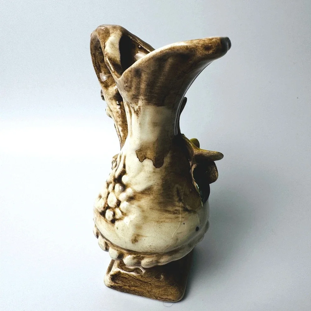 Vintage Capodimonte Italy Nuova Mini Ewer Pitcher Vase Applied Yellow Flower 4